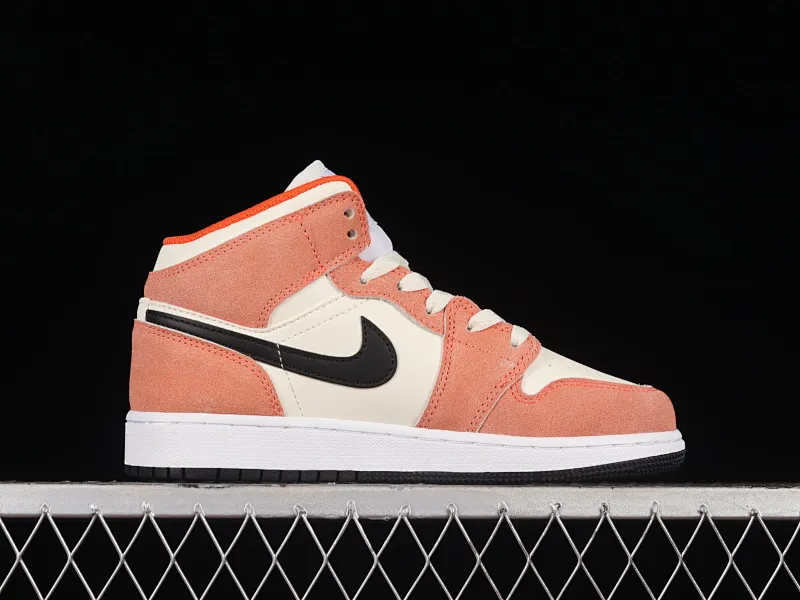 All categories Air Jordan Jordan series basketball shoes Air Jordan 1 High G version pure original Air Jordan 1 Mid GS "Orange Suede" AJ1 Joe 1 orange suede mid-top basketball shoes DV1336-800